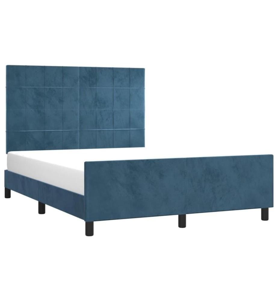 Bettgestell mit Kopfteil Dunkelblau 140x190 cm Samt