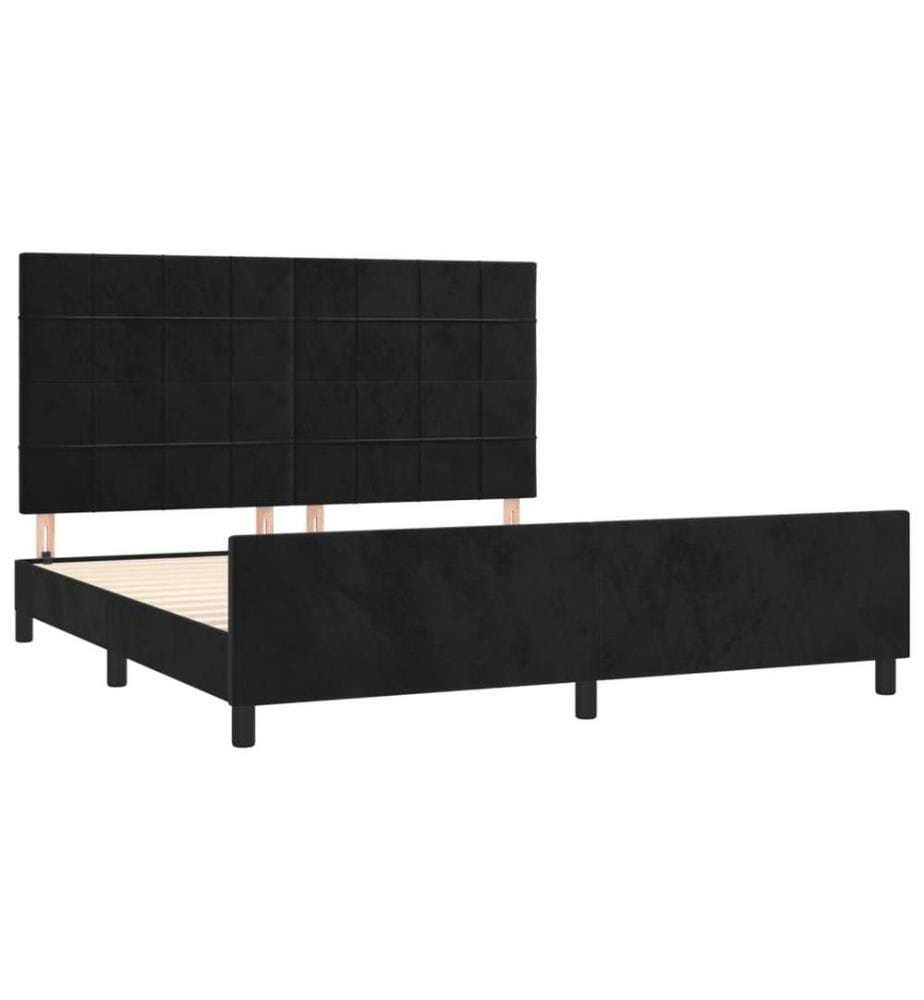 Bettgestell mit Kopfteil Schwarz 180x200 cm Samt