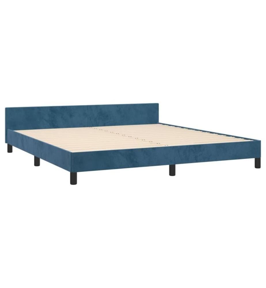 Bettgestell mit Kopfteil Dunkelblau 160x200 cm Samt