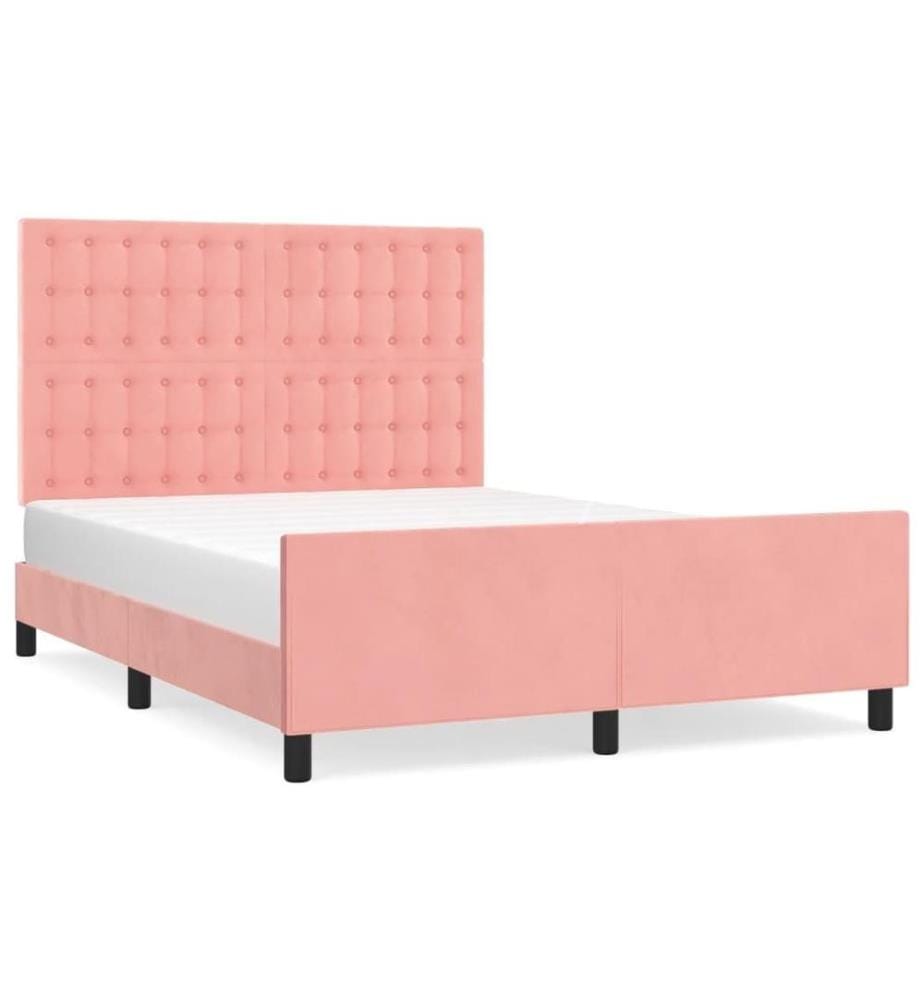 Bettgestell mit Kopfteil Rosa 140x190 cm Samt
