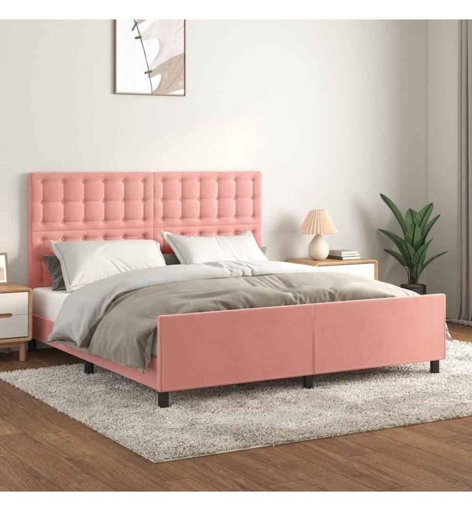 Bettgestell mit Kopfteil Rosa 160x200 cm Samt