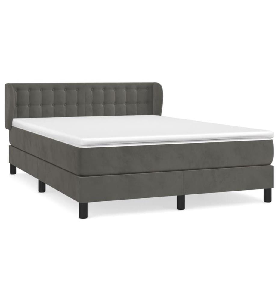 Boxspringbett mit Matratze Dunkelgrau 140x200 cm Samt