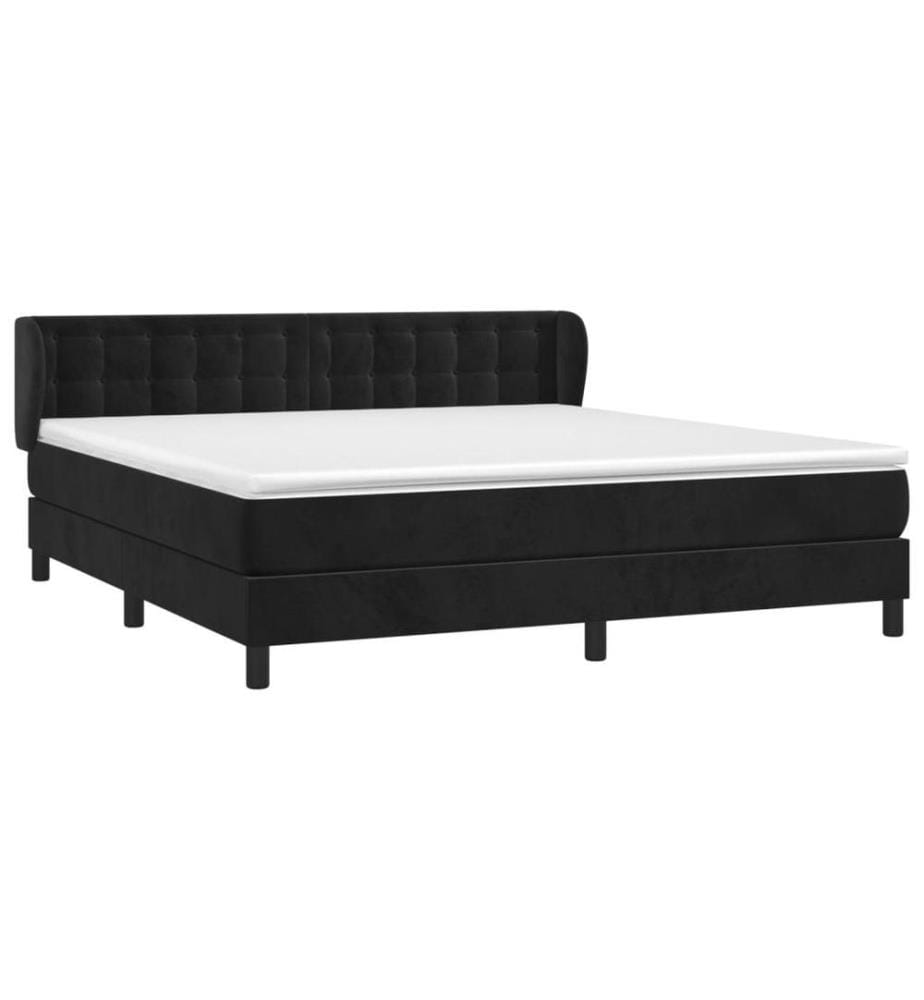 Boxspringbett mit Matratze Schwarz 160x200 cm Samt