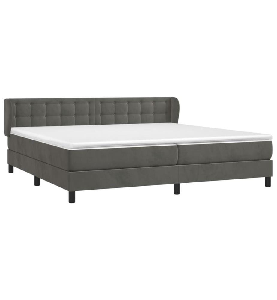 Boxspringbett mit Matratze Dunkelgrau 200x200 cm Samt