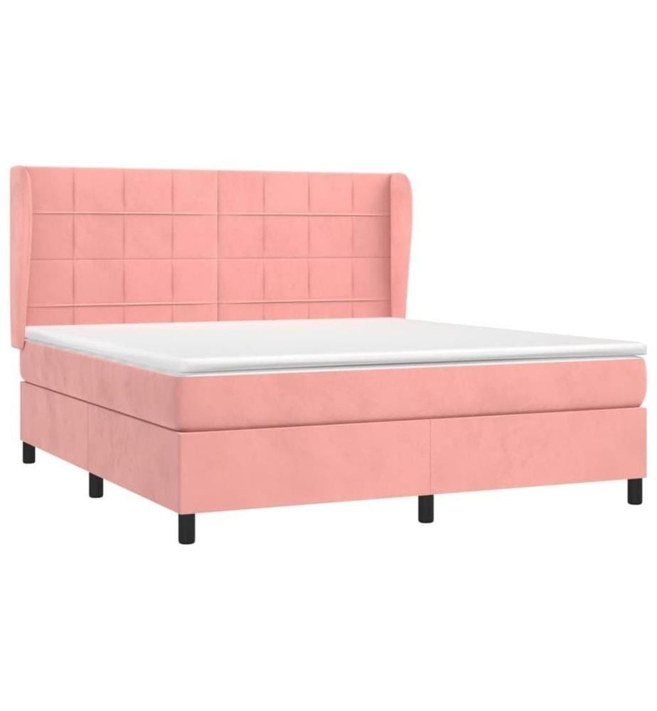 Boxspringbett mit Matratze Rosa 180x200 cm Samt