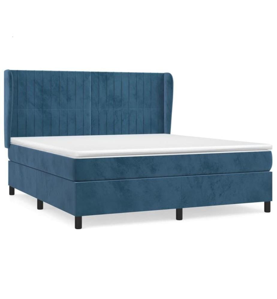 Boxspringbett mit Matratze Dunkelblau 160x200 cm Samt