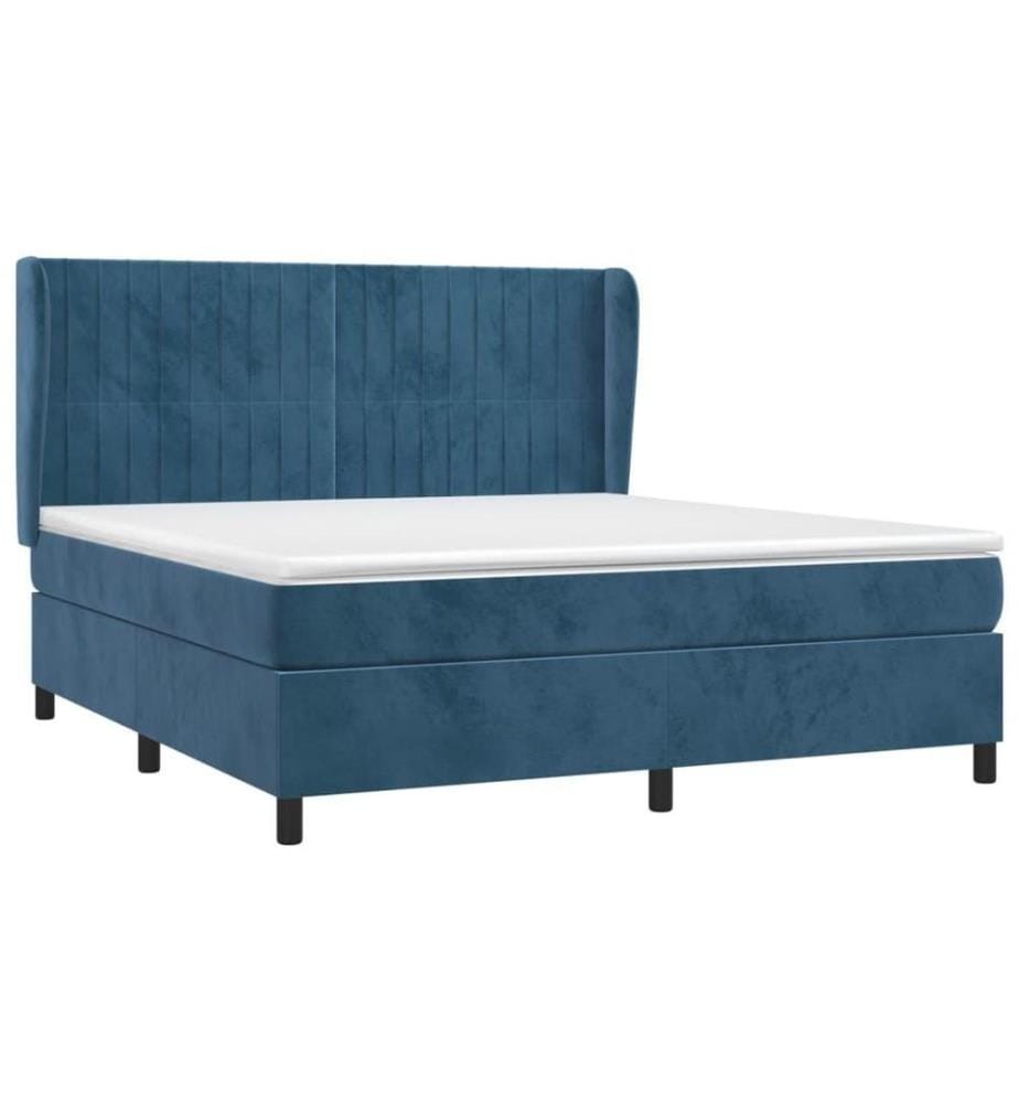 Boxspringbett mit Matratze Dunkelblau 160x200 cm Samt