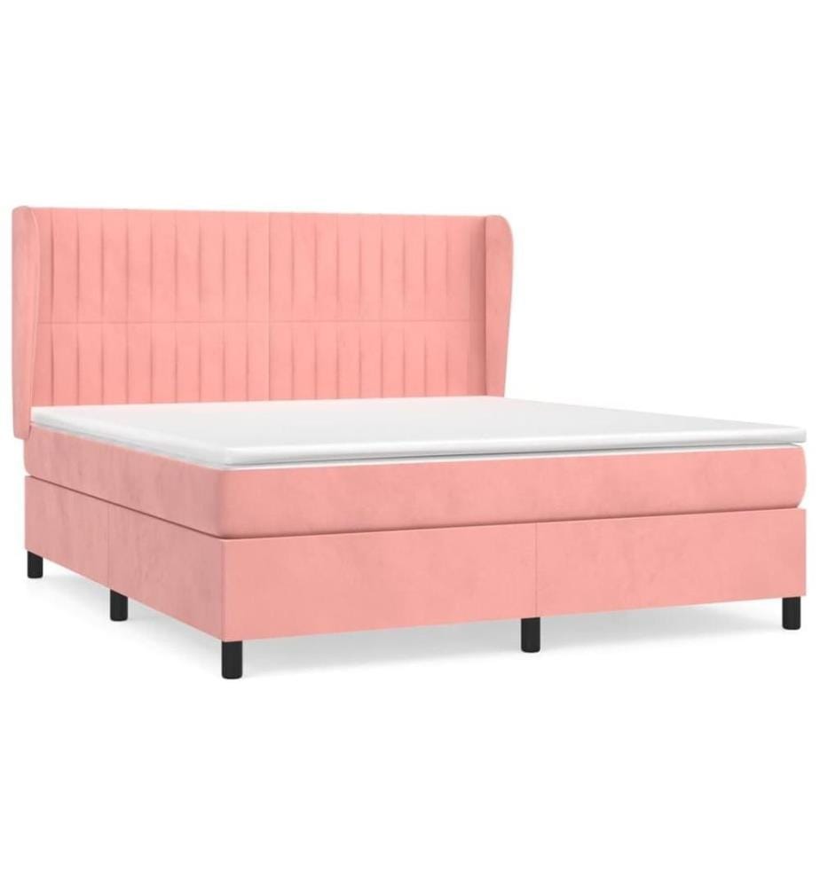 Boxspringbett mit Matratze Rosa 180x200 cm Samt