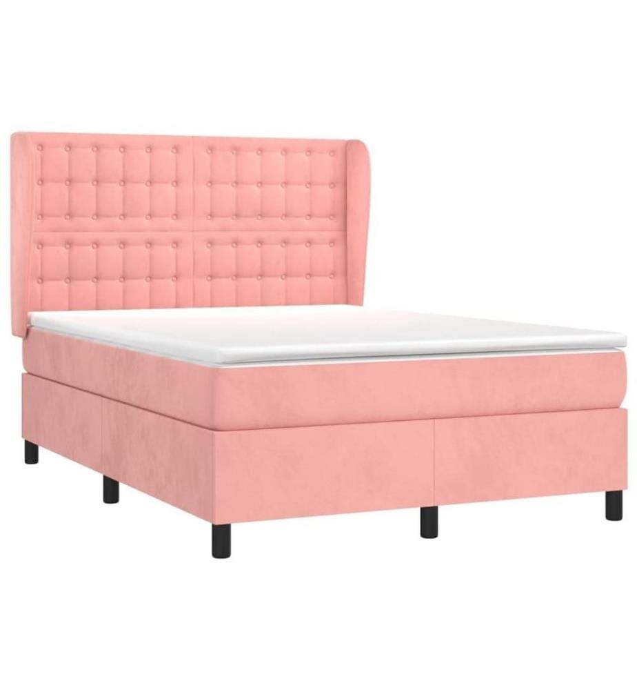 Boxspringbett mit Matratze Rosa 140x190 cm Samt