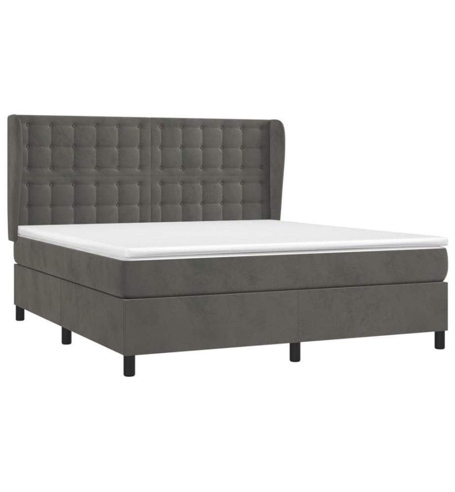 Boxspringbett mit Matratze Dunkelgrau 160x200 cm Samt