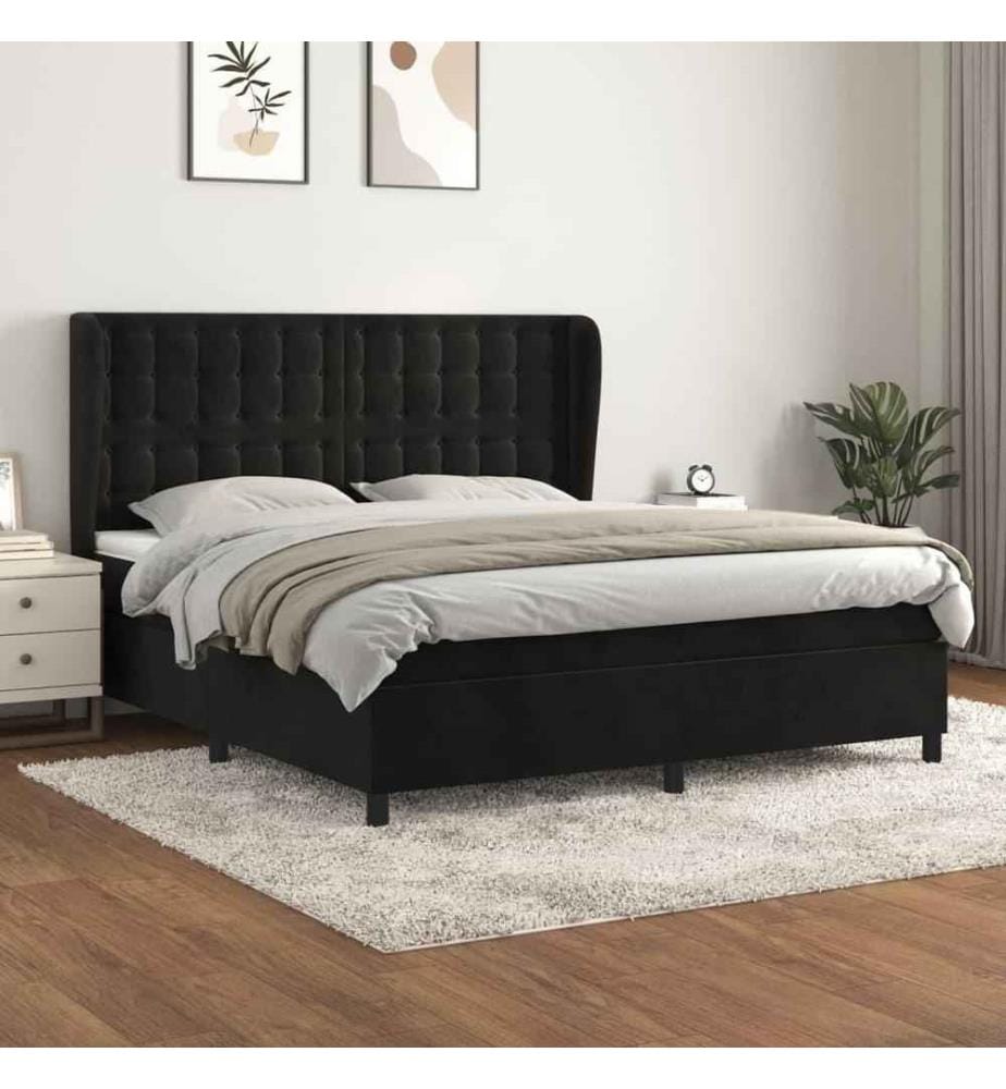 Boxspringbett mit Matratze Schwarz 160x200 cm Samt