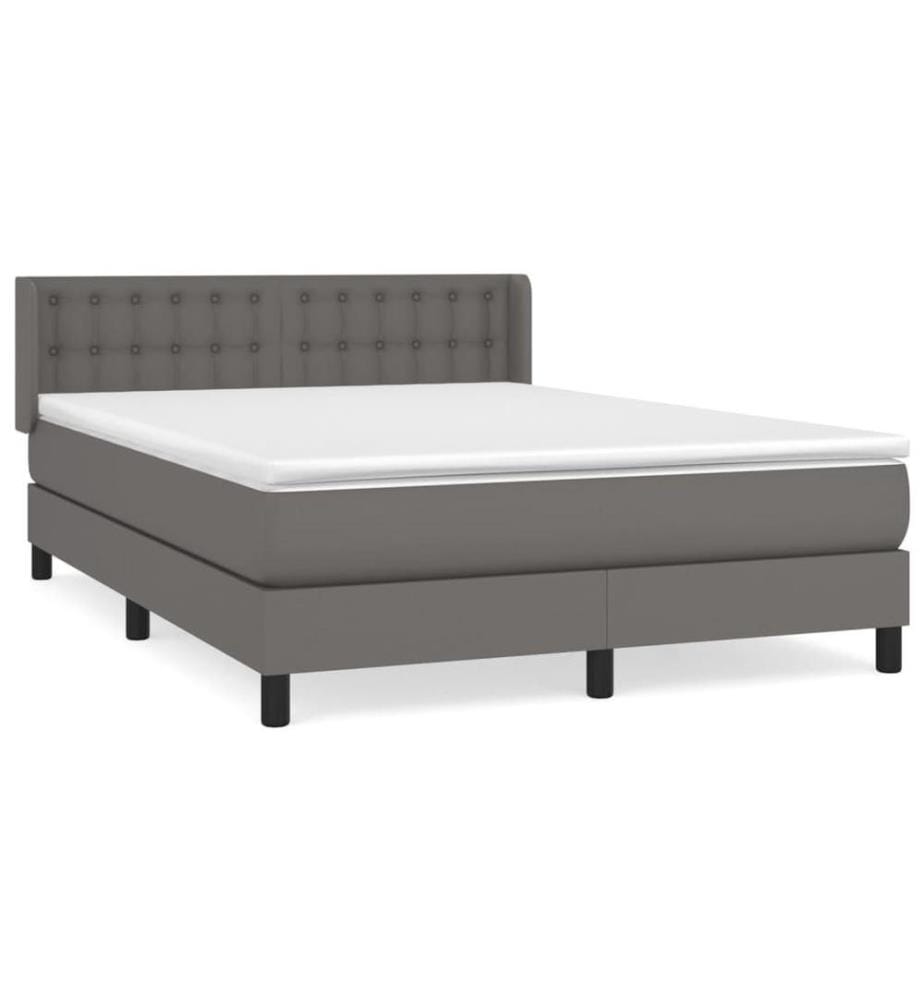 Boxspringbett mit Matratze Grau 140x200 cm Kunstleder