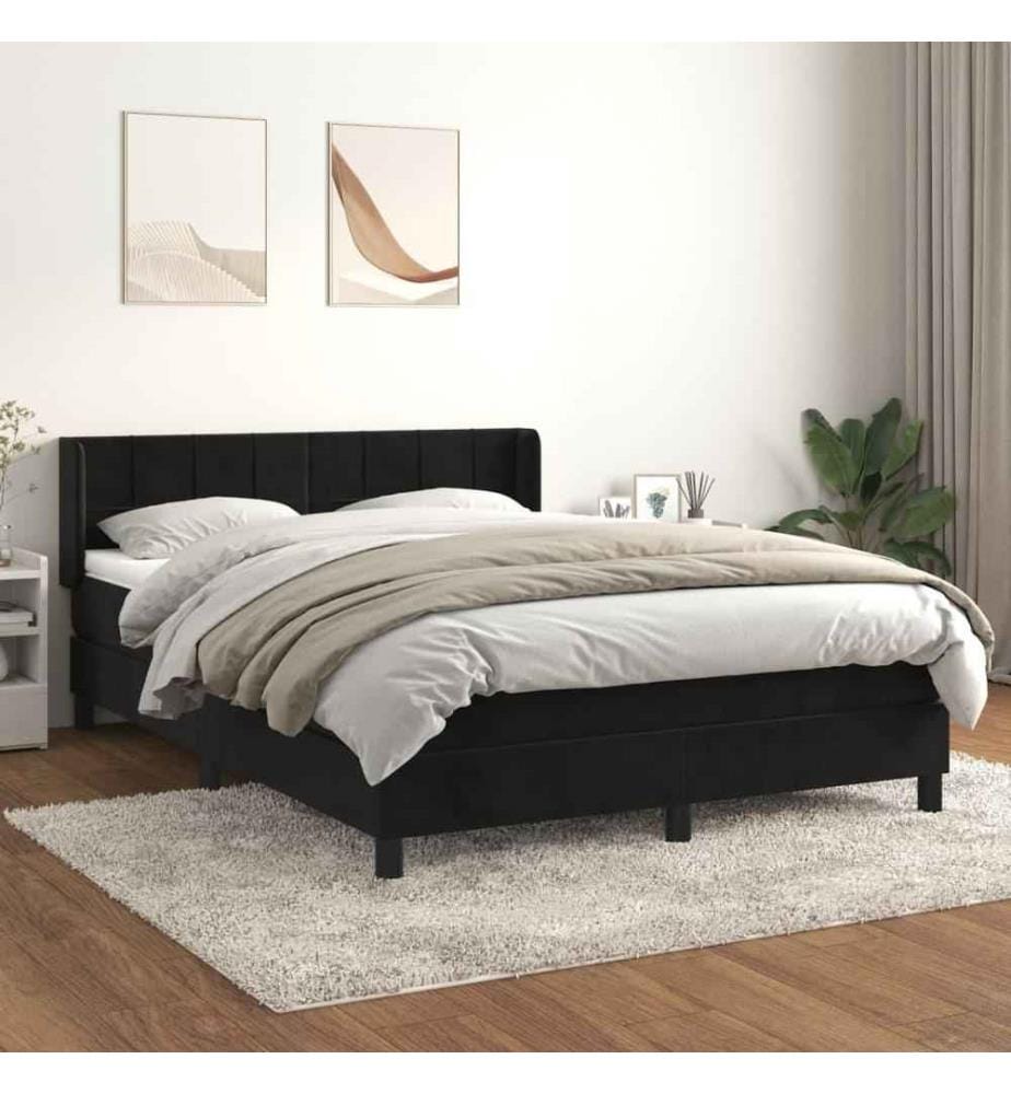 Boxspringbett mit Matratze Schwarz 140x190 cm Samt