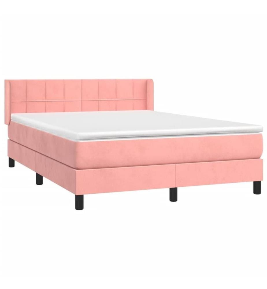 Boxspringbett mit Matratze Rosa 140x190 cm Samt