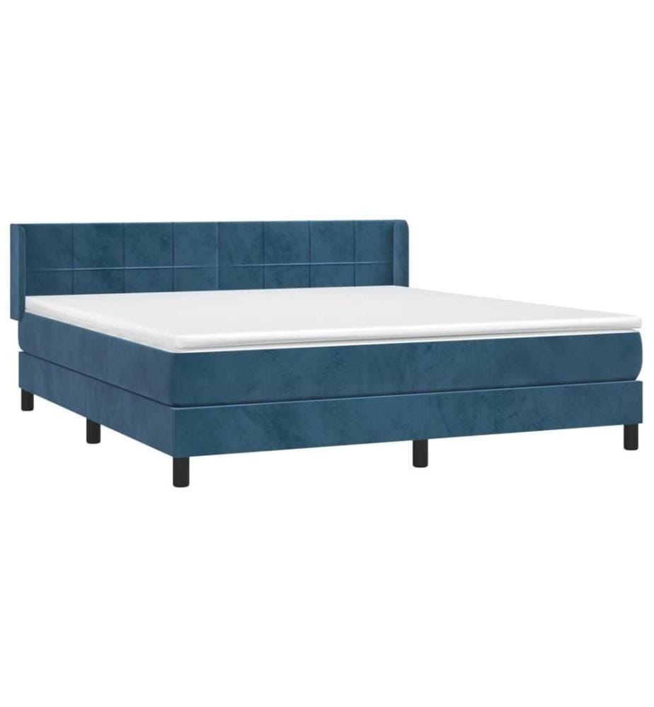 Boxspringbett mit Matratze Dunkelblau 180x200 cm Samt