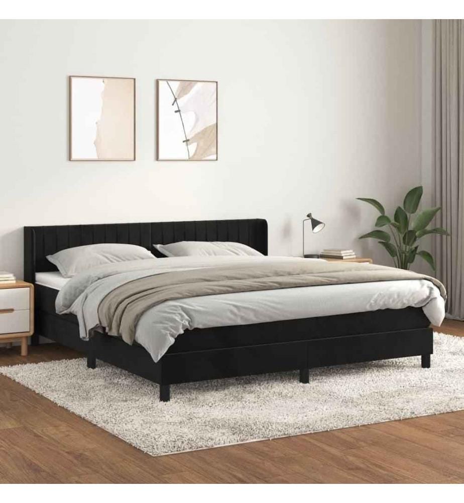 Boxspringbett mit Matratze Schwarz 160x200 cm Samt