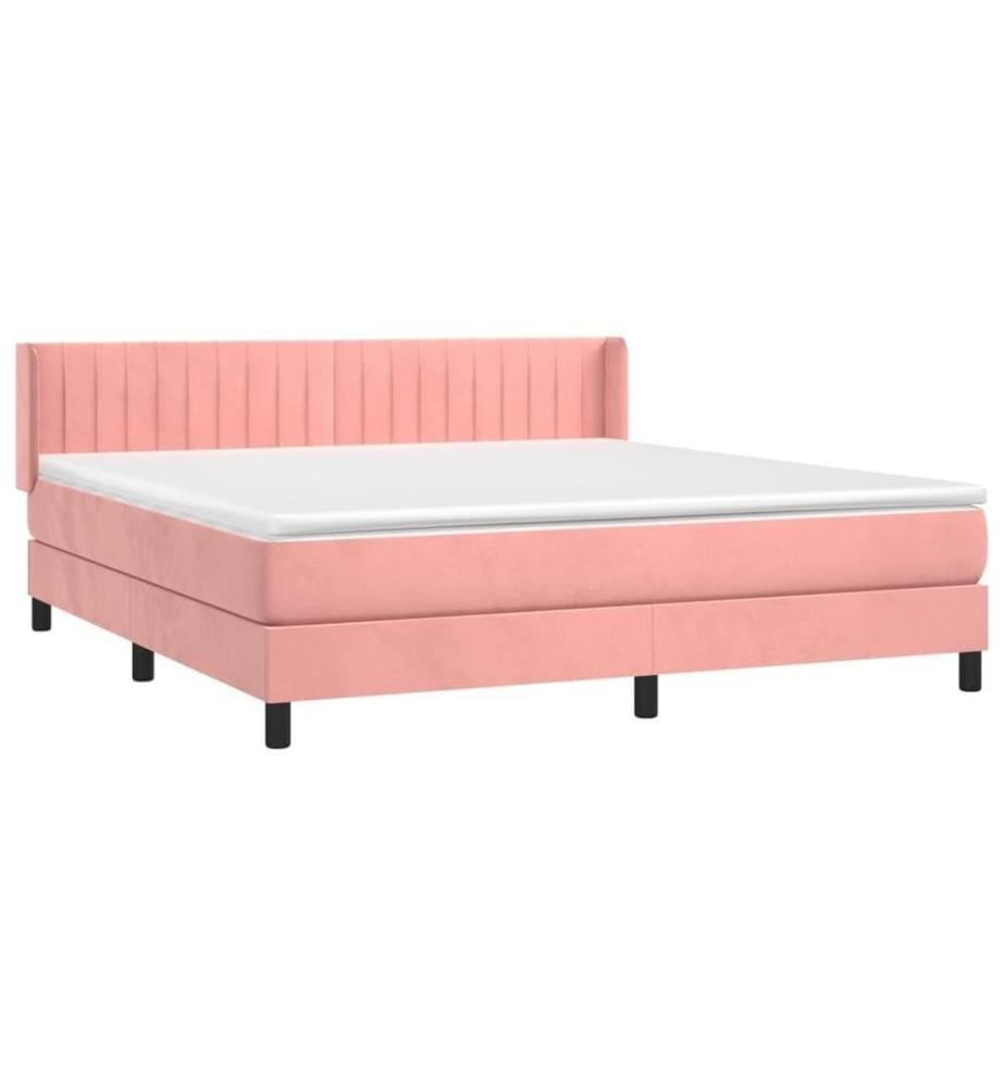 Boxspringbett mit Matratze Rosa 180x200 cm Samt