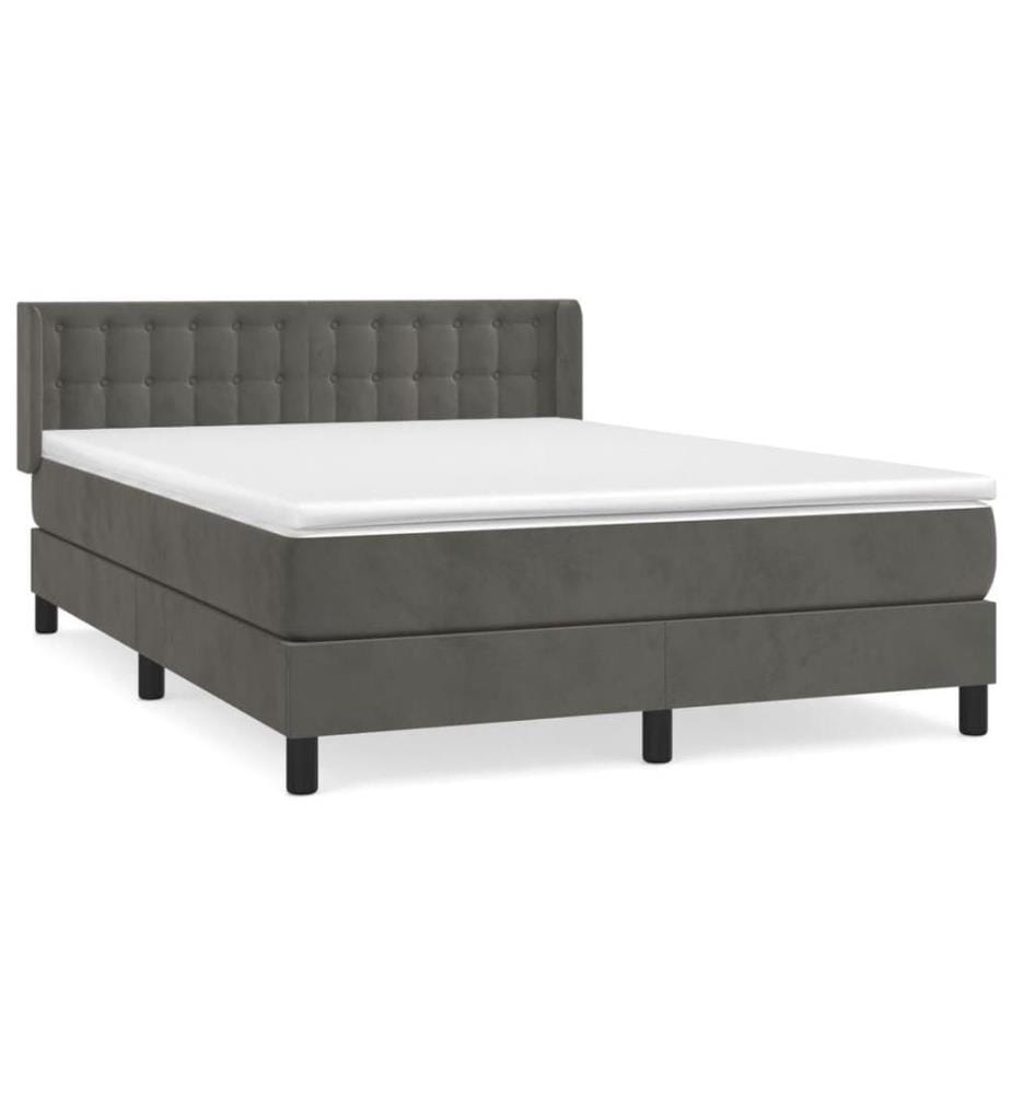 Boxspringbett mit Matratze Dunkelgrau 140x190 cm Samt