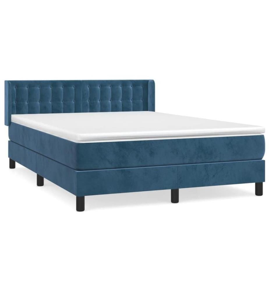 Boxspringbett mit Matratze Dunkelblau 140x190 cm Samt