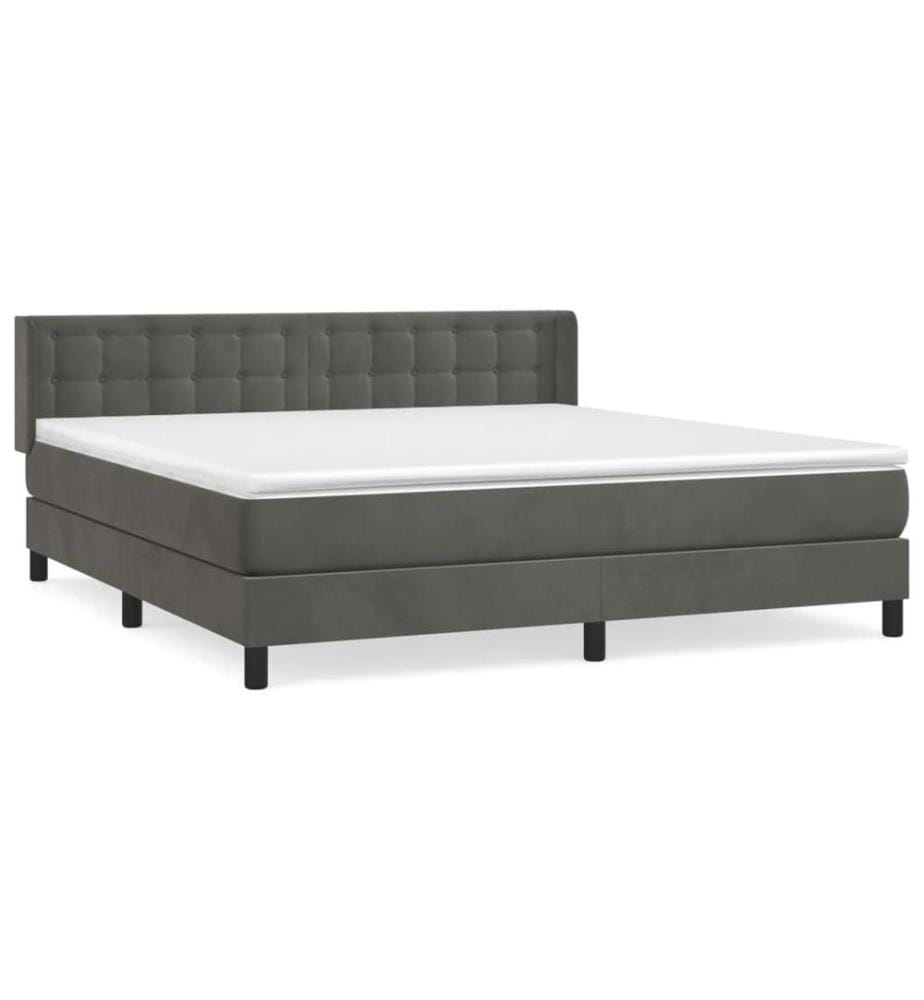 Boxspringbett mit Matratze Dunkelgrau 160x200 cm Samt