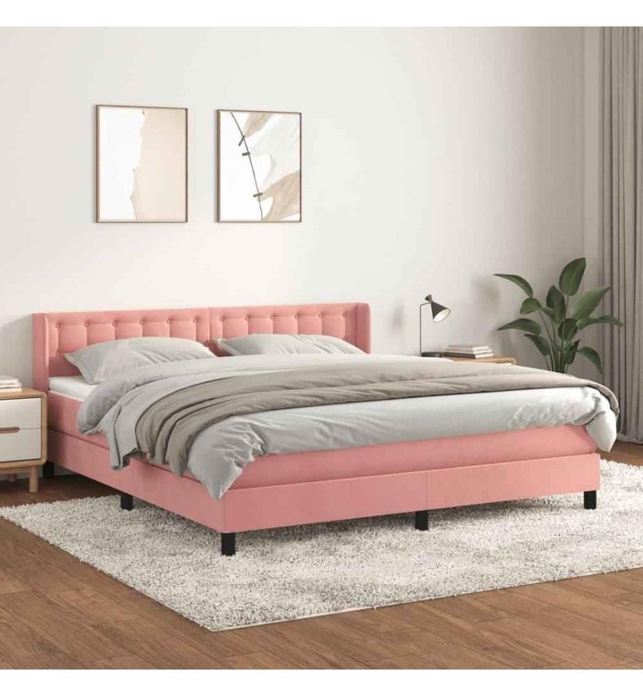 Boxspringbett mit Matratze Rosa 160x200 cm Samt