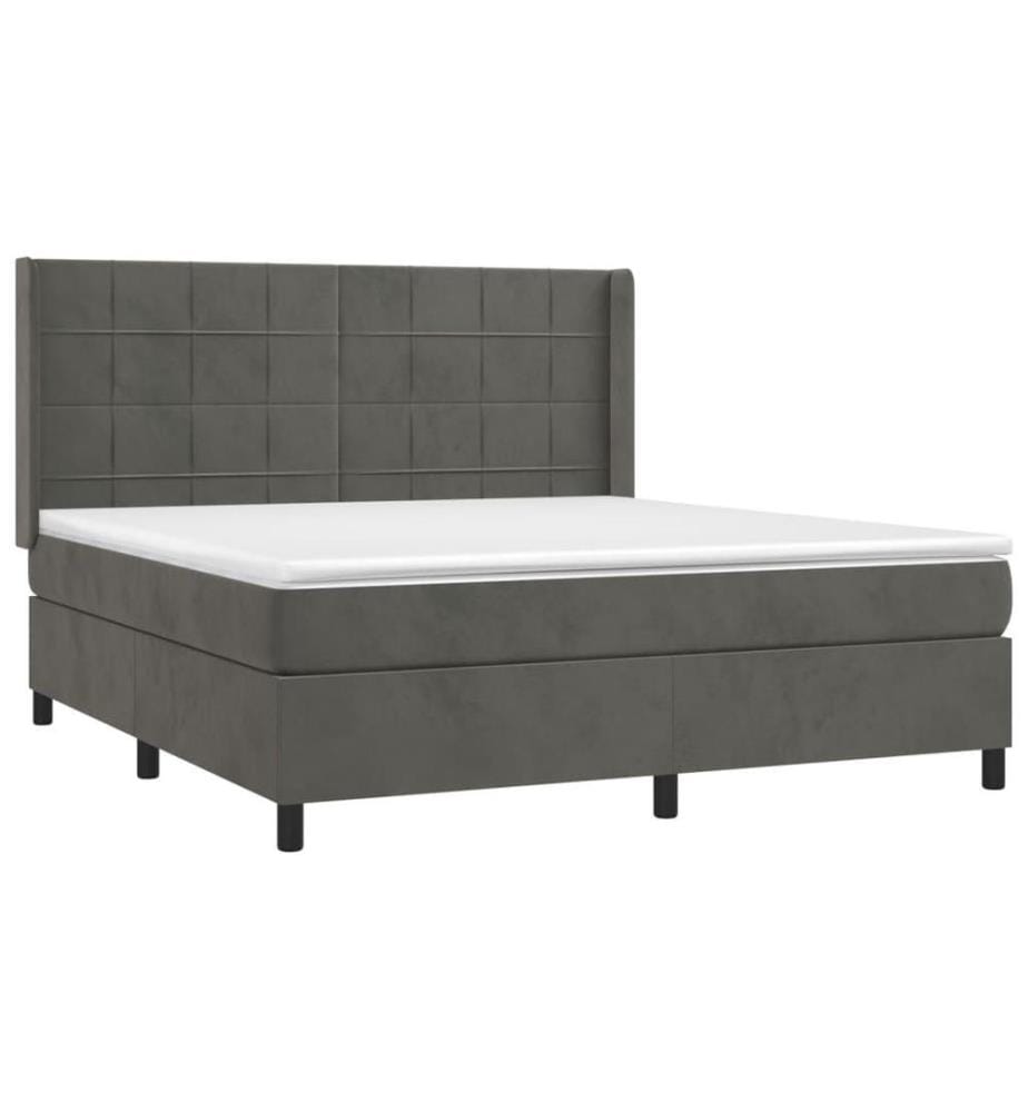Boxspringbett mit Matratze Dunkelgrau 180x200 cm Samt