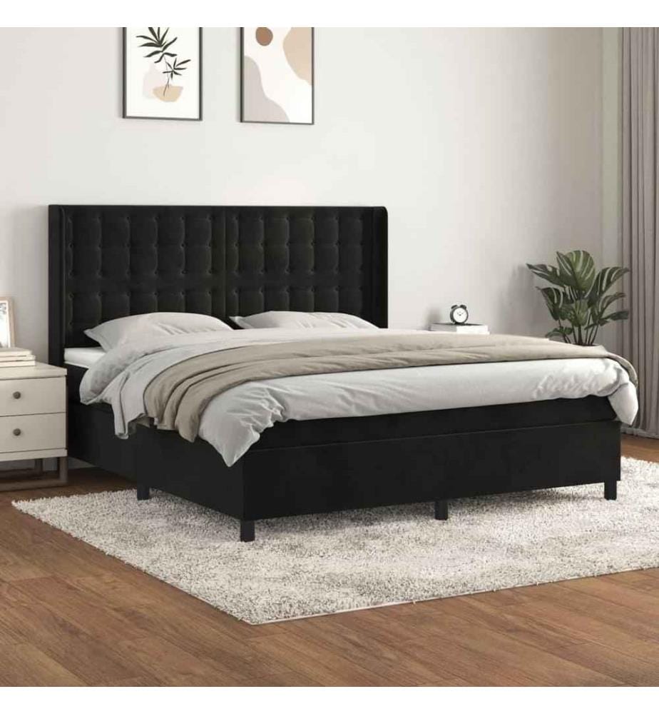 Boxspringbett mit Matratze Schwarz 160x200 cm Samt