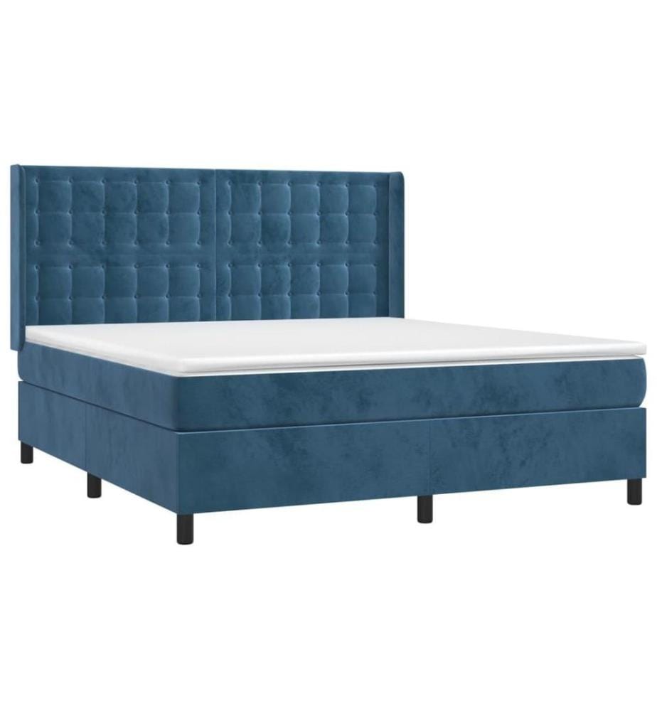 Boxspringbett mit Matratze Dunkelblau 160x200 cm Samt