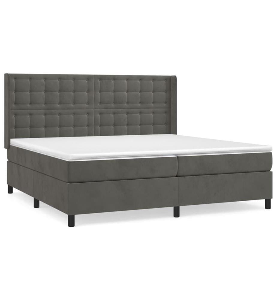 Boxspringbett mit Matratze Dunkelgrau 200x200 cm Samt