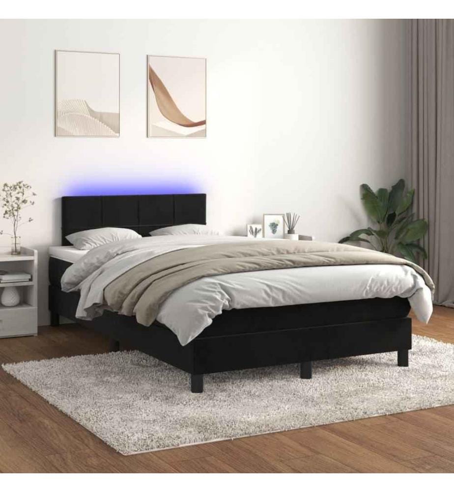 Boxspringbett mit Matratze & LED Schwarz 120x200 cm Samt