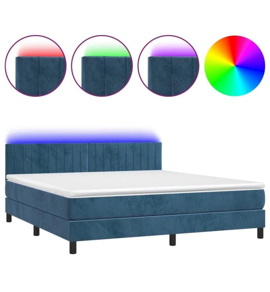 Boxspringbett mit Matratze & LED Dunkelblau 160x200 cm Samt