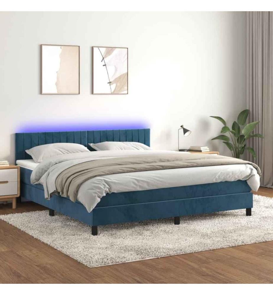 Boxspringbett mit Matratze & LED Dunkelblau 180x200 cm Samt