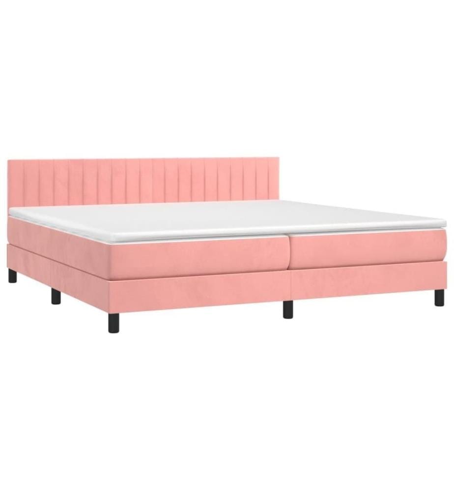 Boxspringbett mit Matratze & LED Rosa 200x200 cm Samt