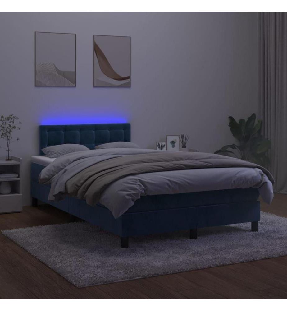 Boxspringbett mit Matratze & LED Dunkelblau 120x200 cm Samt