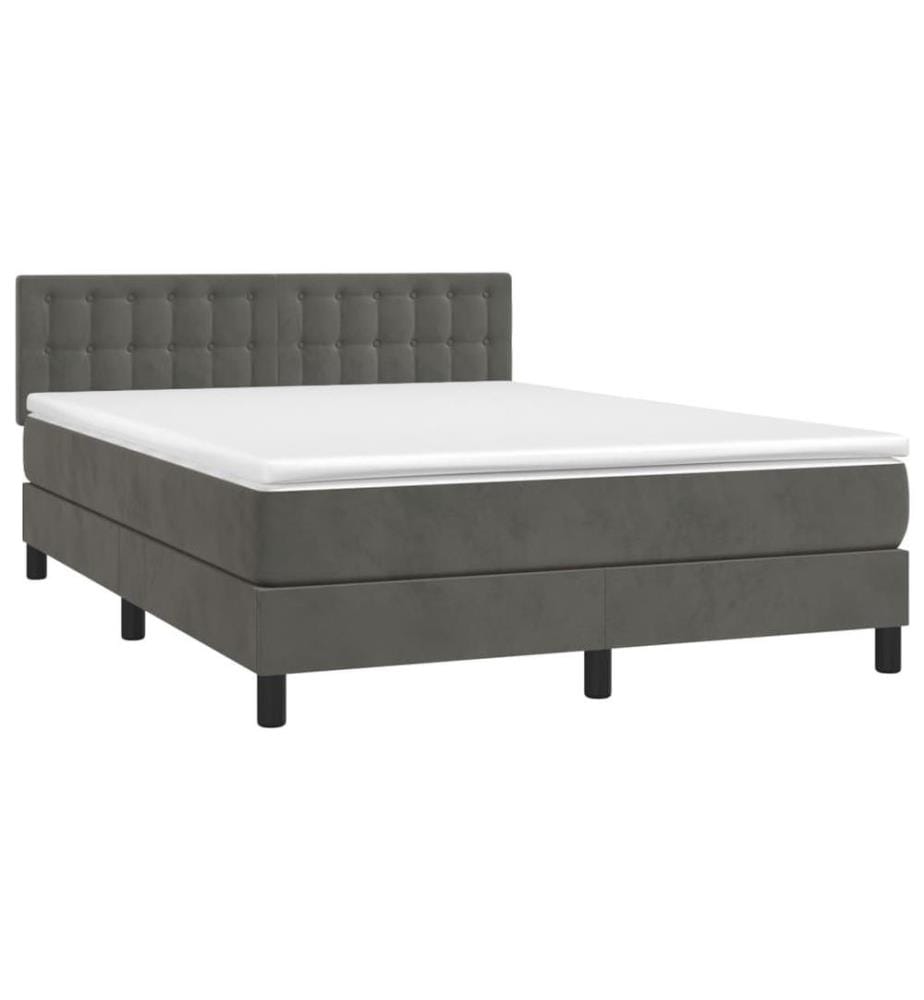 Boxspringbett mit Matratze & LED Dunkelgrau 140x190 cm Samt