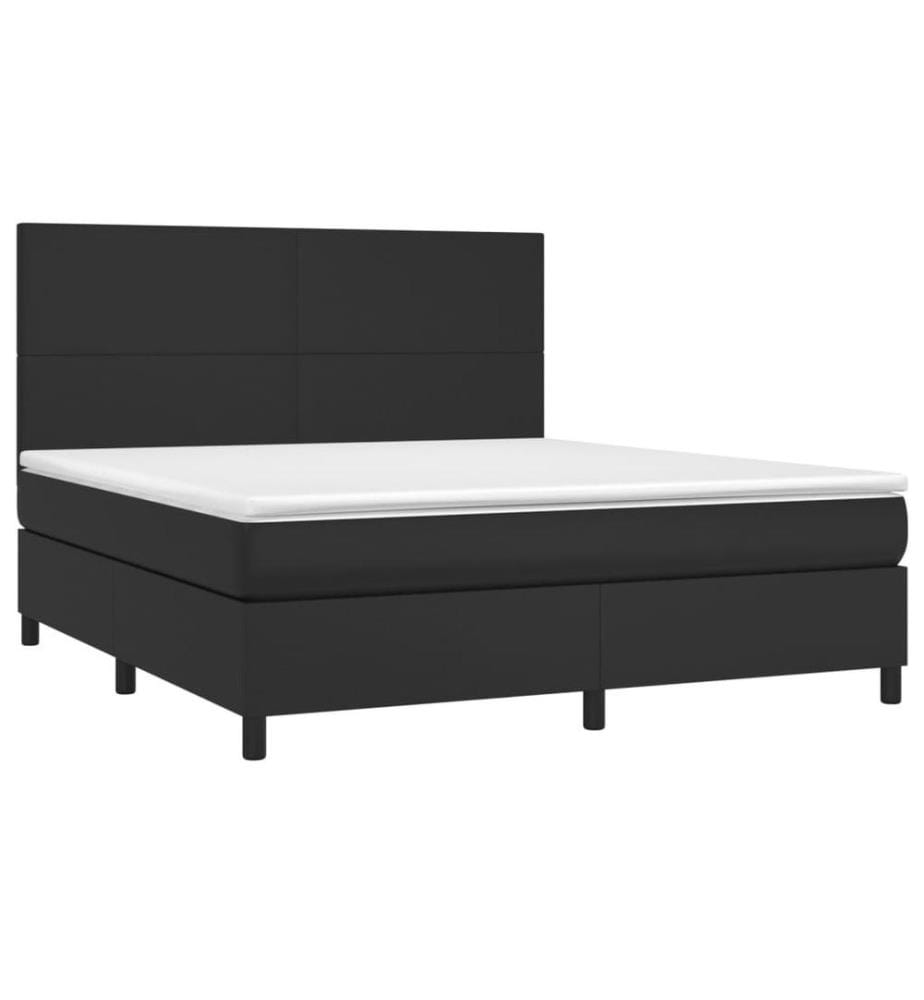 Boxspringbett mit Matratze & LED Schwarz 180x200 cm Kunstleder