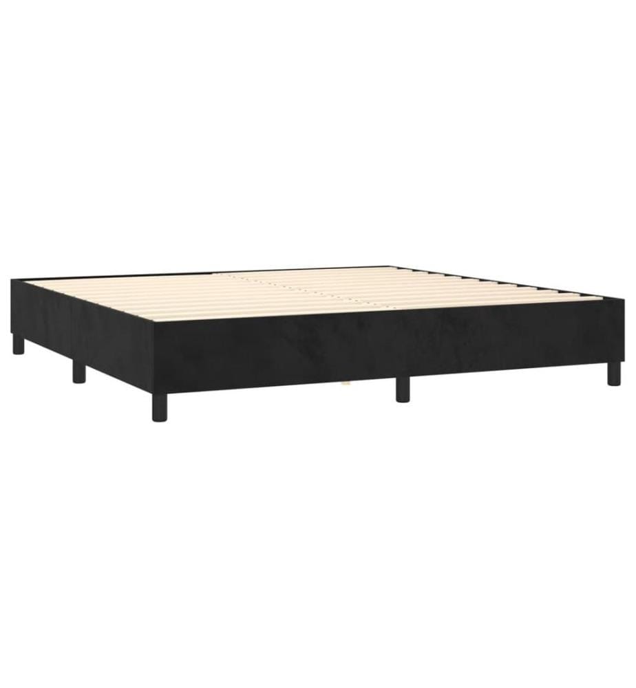 Boxspringbett mit Matratze & LED Schwarz 200x200 cm Samt
