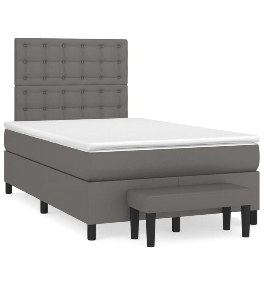 Boxspringbett mit Matratze Grau 120x200 cm Kunstleder