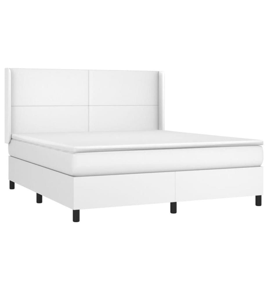 Boxspringbett mit Matratze & LED Weiss 180x200 cm Kunstleder