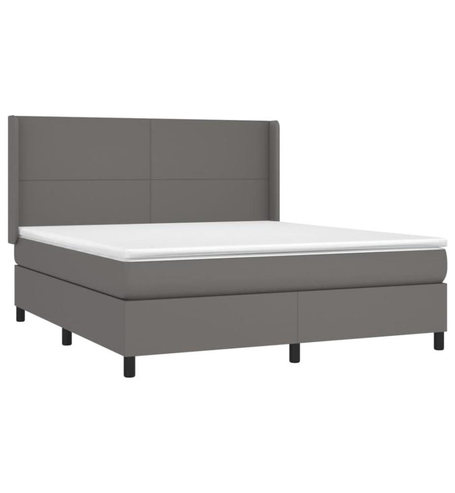 Boxspringbett mit Matratze & LED Grau 180x200 cm Kunstleder