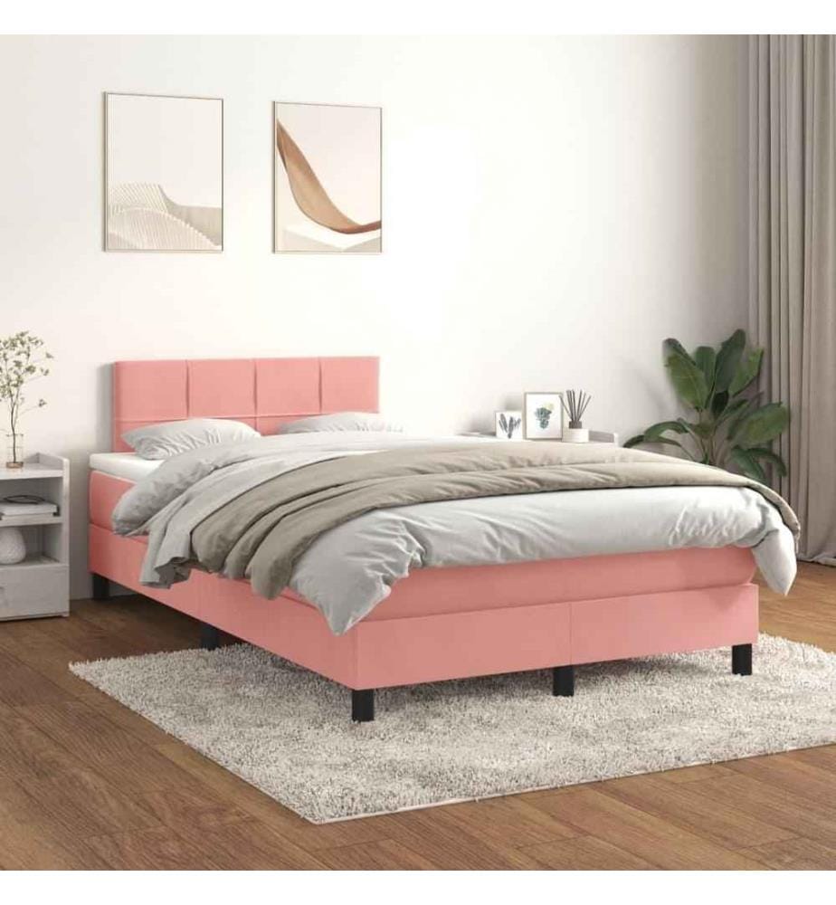 Boxspringbett mit Matratze Rosa 120x200 cm Samt