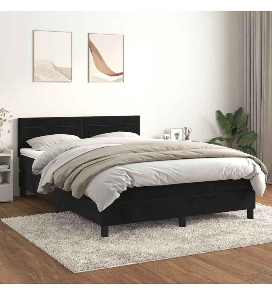 Boxspringbett mit Matratze Schwarz 140x200 cm Samt