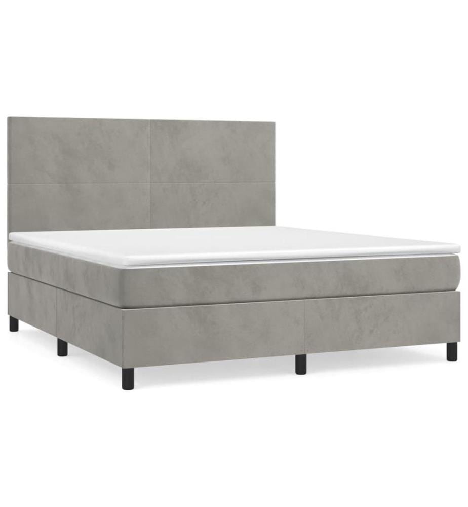 Boxspringbett mit Matratze Hellgrau 180x200 cm Samt