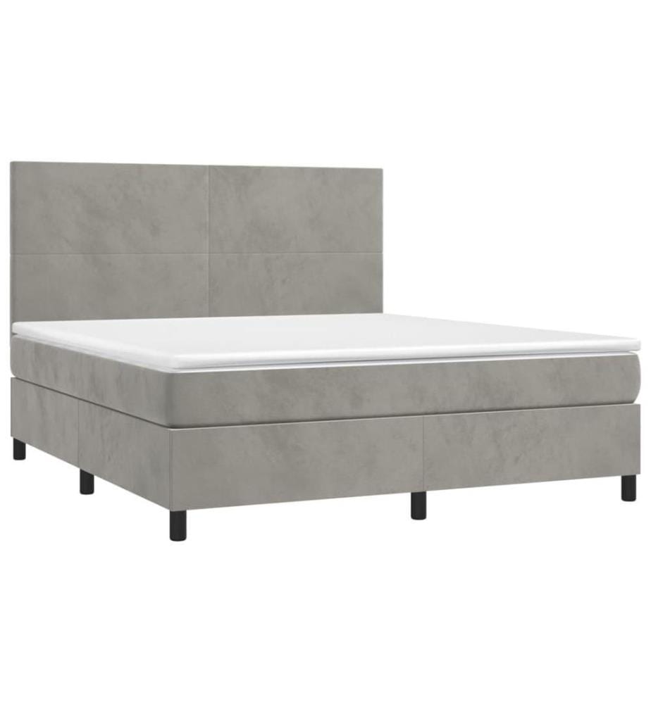 Boxspringbett mit Matratze Hellgrau 180x200 cm Samt