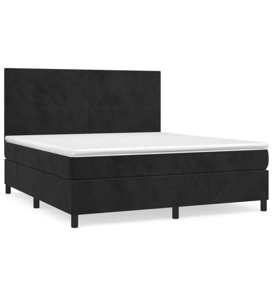 Boxspringbett mit Matratze Schwarz 180x200 cm Samt