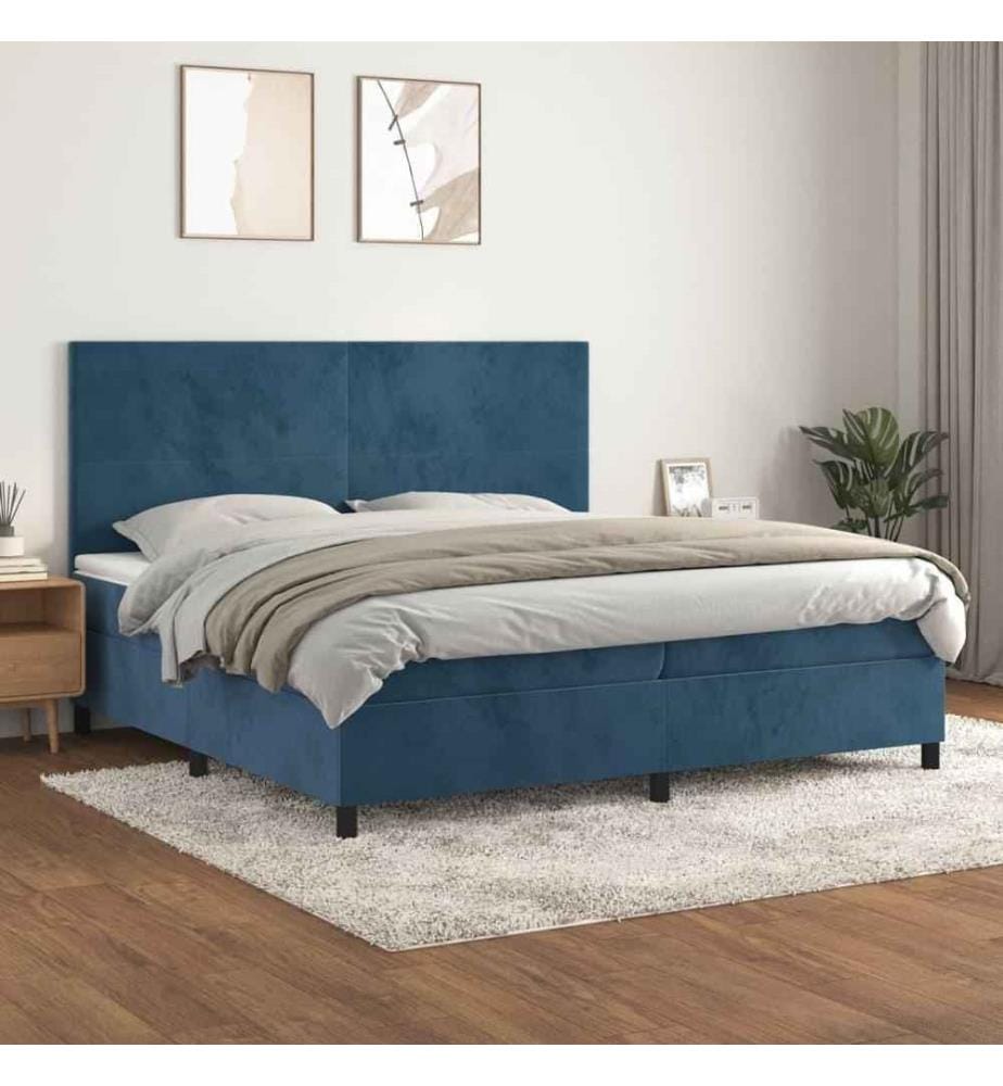 Boxspringbett mit Matratze Dunkelblau 200x200 cm Samt
