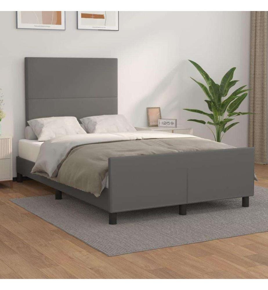 Bettgestell mit Kopfteil Grau 120x200 cm Kunstleder