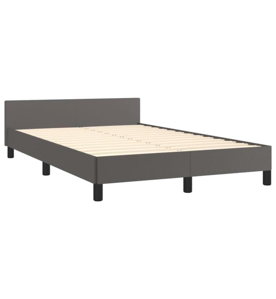 Bettgestell mit Kopfteil Grau 120x200 cm Kunstleder