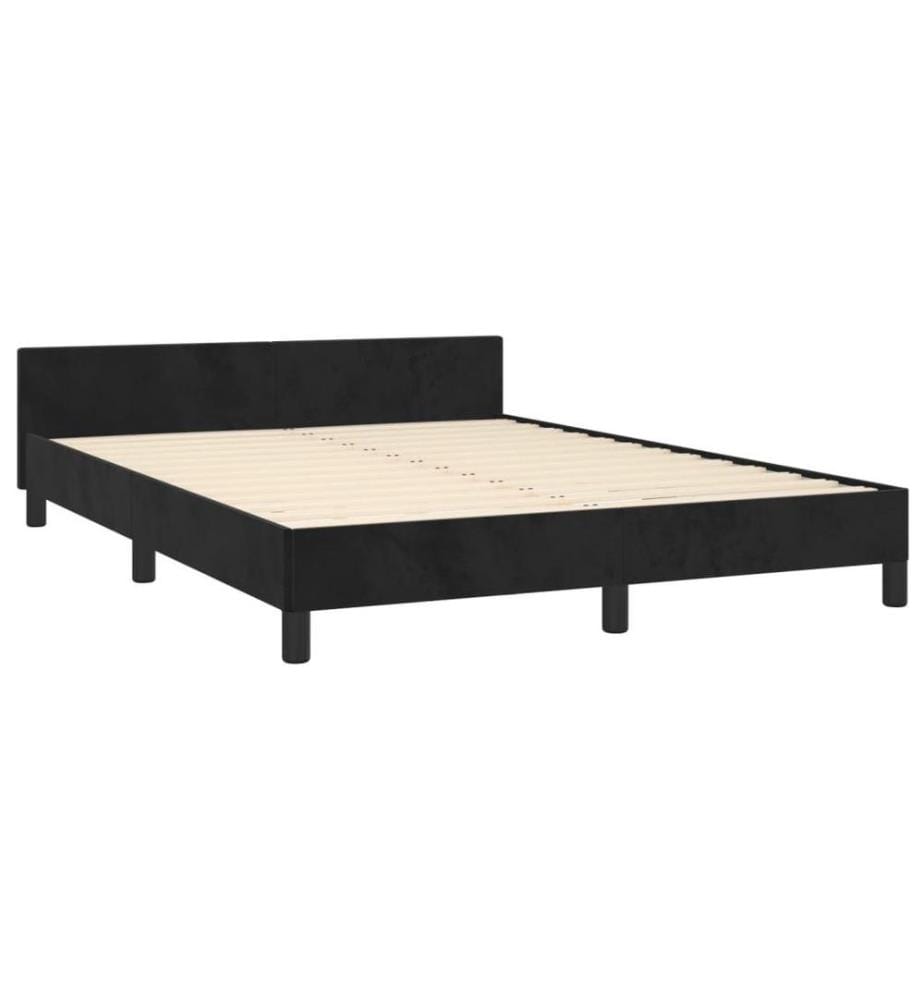 Bettgestell mit Kopfteil Schwarz 140x190 cm Samt