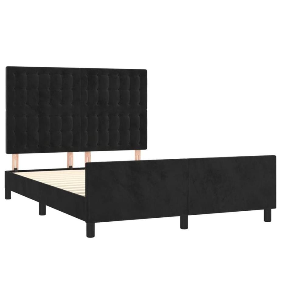 Bettgestell mit Kopfteil Schwarz 140x190 cm Samt